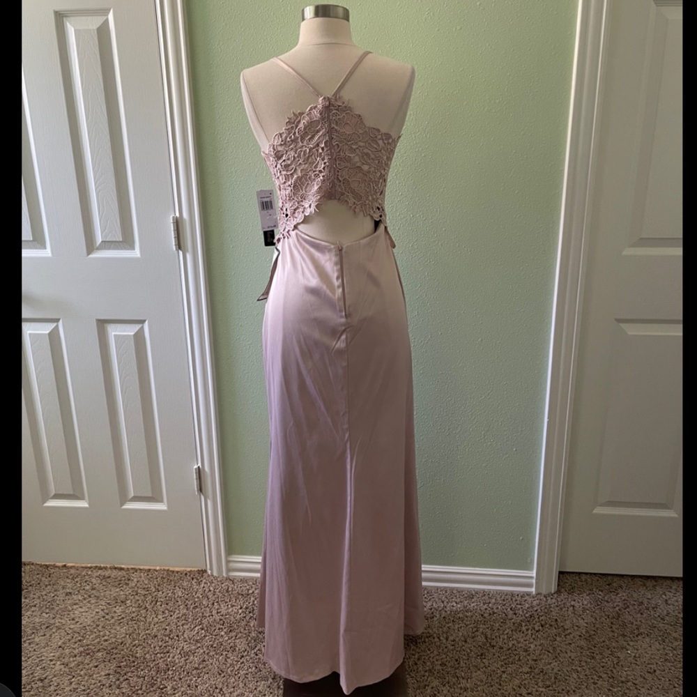 Pink Dress with slit.